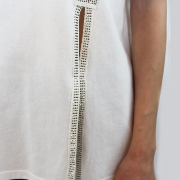 Cut-Out Rhinestone Script Trim Top T-56 - Picture 7 of 16